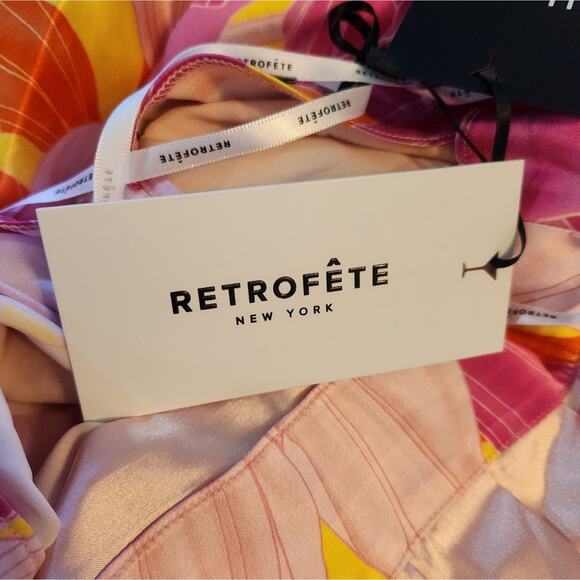 Retrofete Valo Mini Dress in Botanical Floral Halter Size Large Silk NWT - Picture 9 of 12